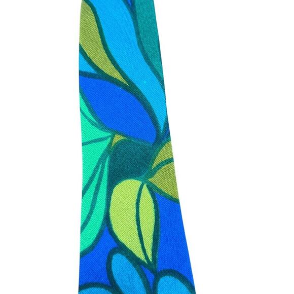 Key West Ties Mens Blue Green Vintage Neck Tie Necktie Floral 3.5" x 60" - Picture 3 of 8